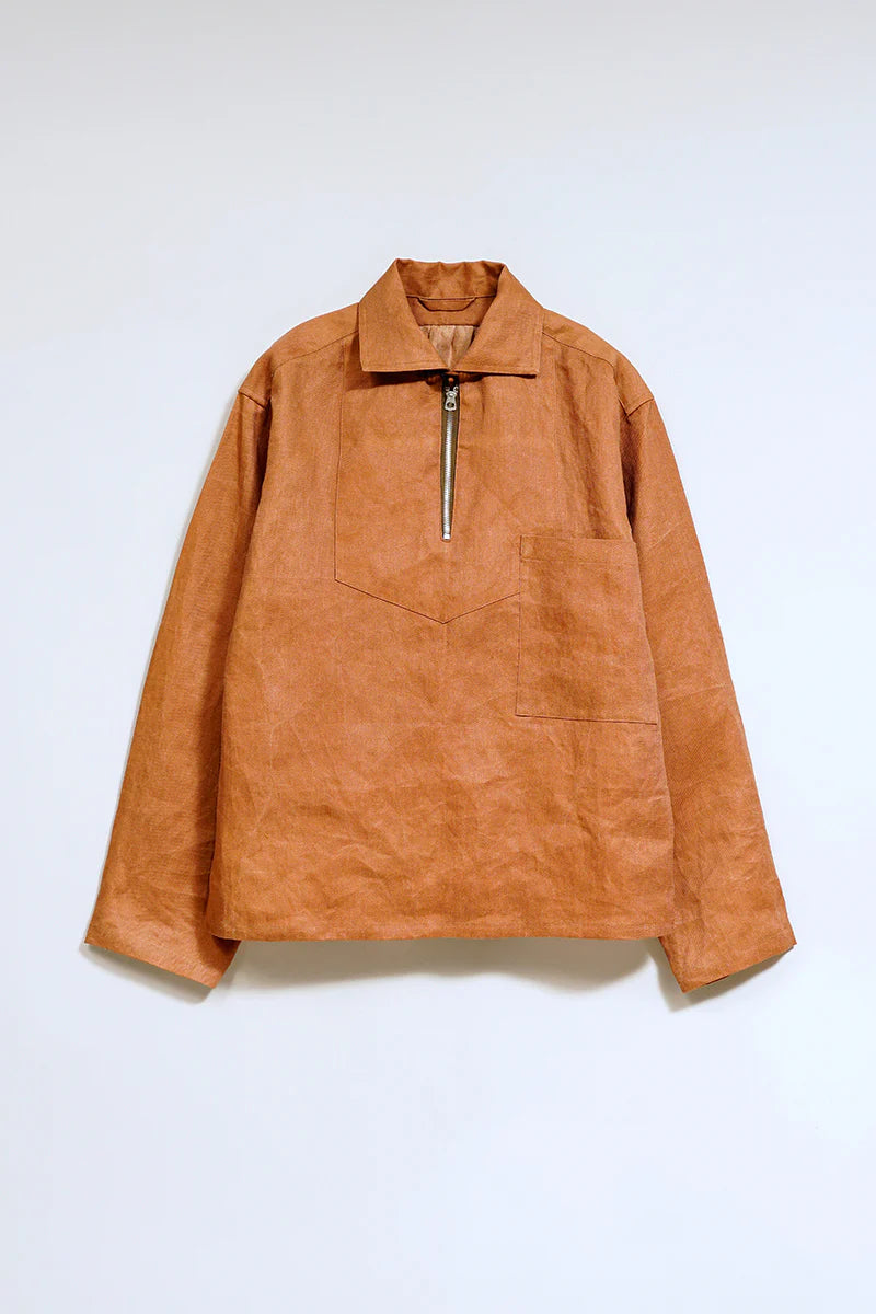 Nigel Cabourn - FISHERMAN ZIPUP SHIRT - KAKISHIBU