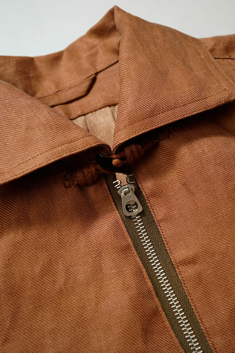 Nigel Cabourn - FISHERMAN ZIPUP SHIRT - KAKISHIBU