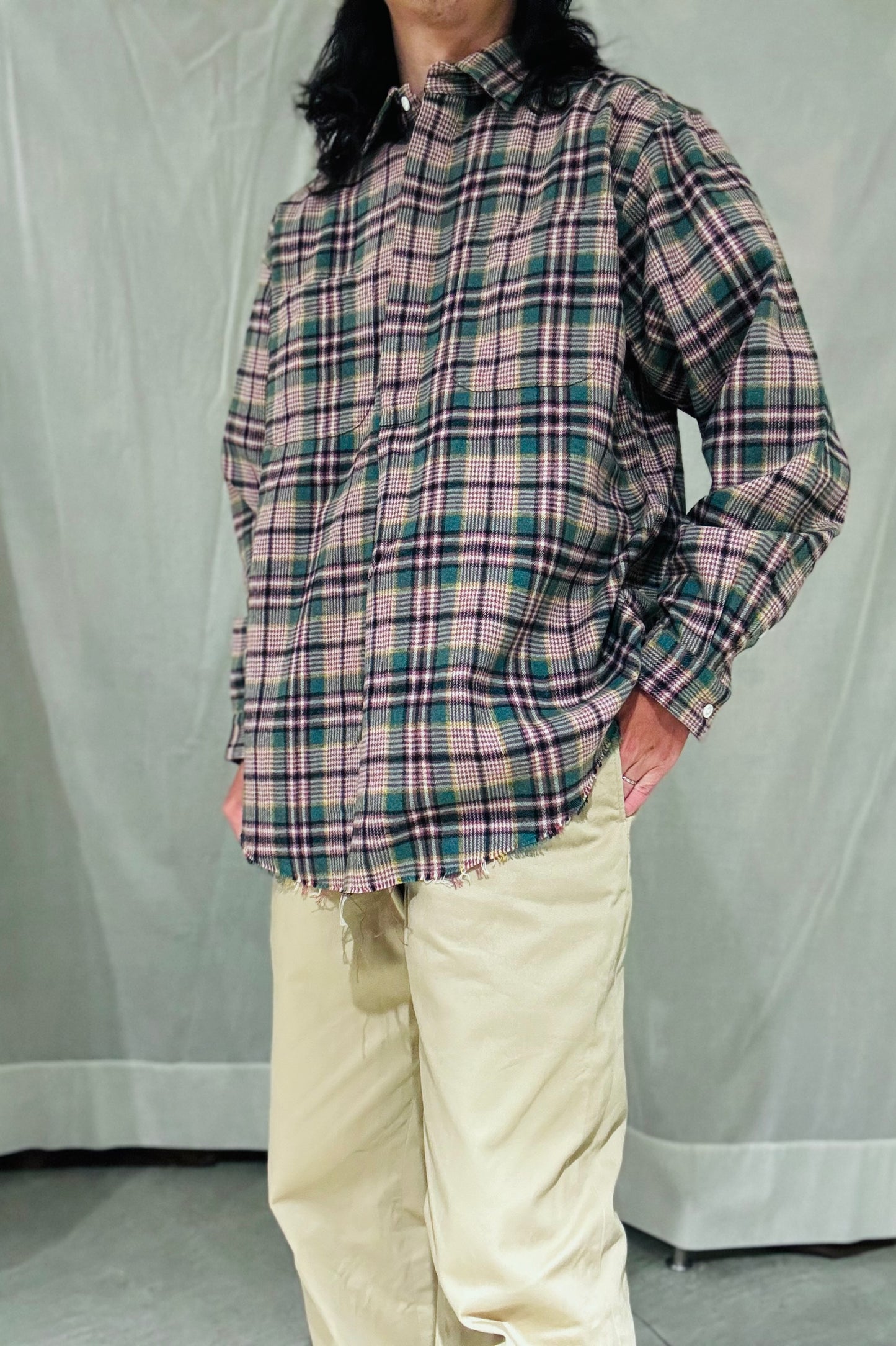 KENNETH FIELD - ROOMY SHIRT Ⅱ NEL CHECK - PINK