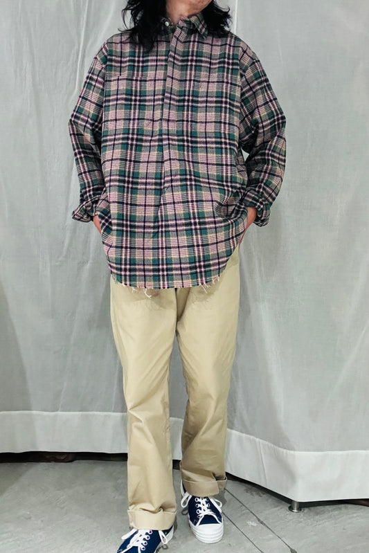 KENNETH FIELD - ROOMY SHIRT Ⅱ NEL CHECK - PINK