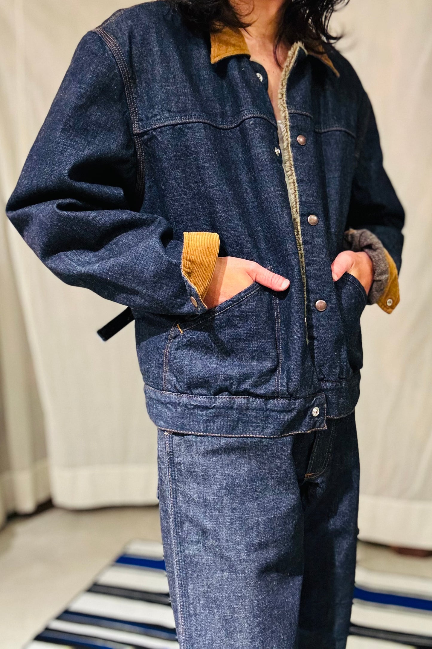 KENNETH FIELD - WESTERN JACKET WITH LINING - BROKEN DENIM