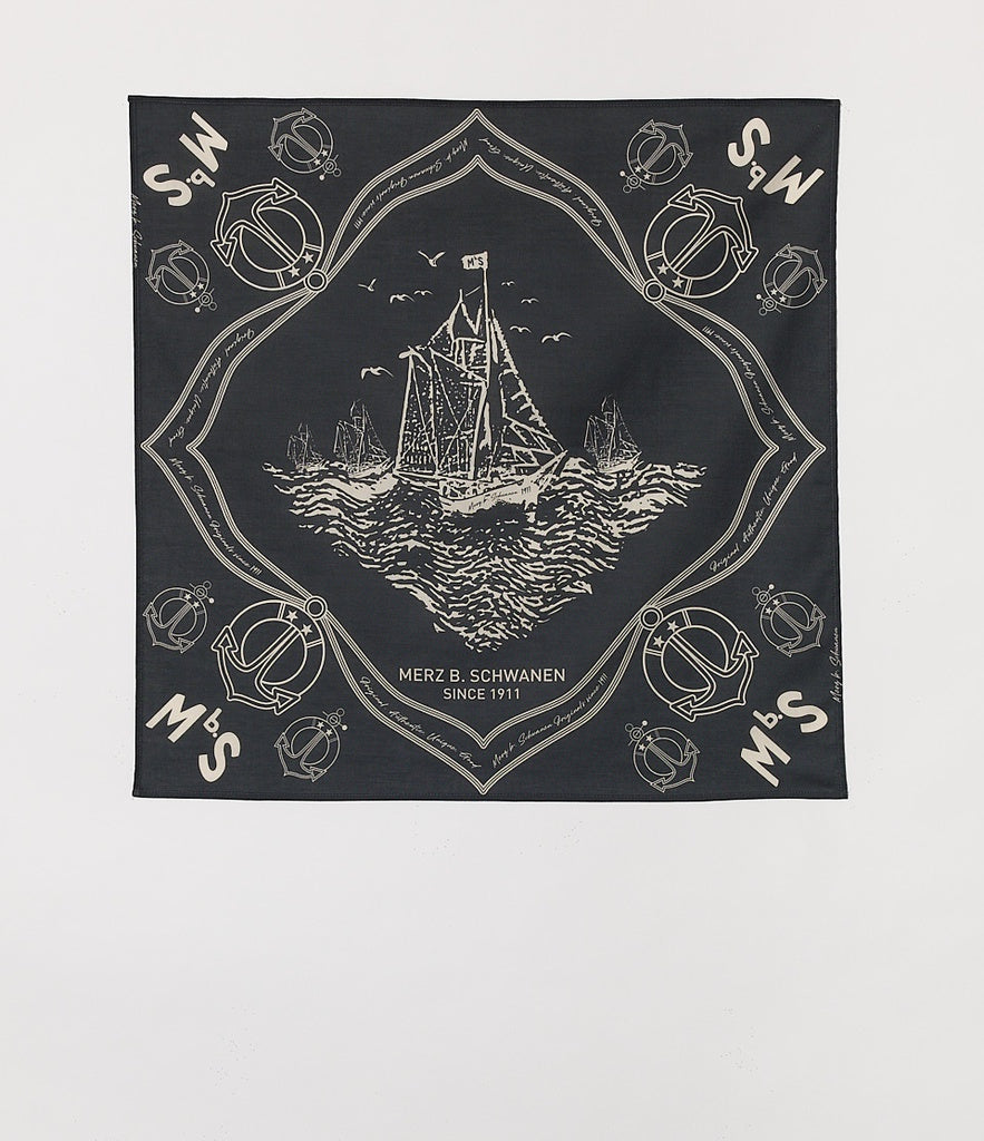 Merz b.Schwanen - BANDANA01 COTTON BANDANA - CHARCOAL