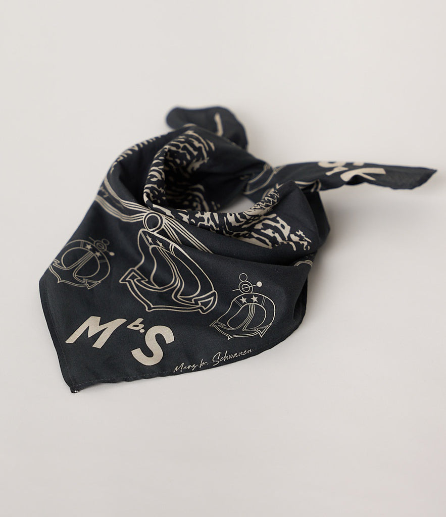 Merz b.Schwanen - BANDANA01 COTTON BANDANA - CHARCOAL