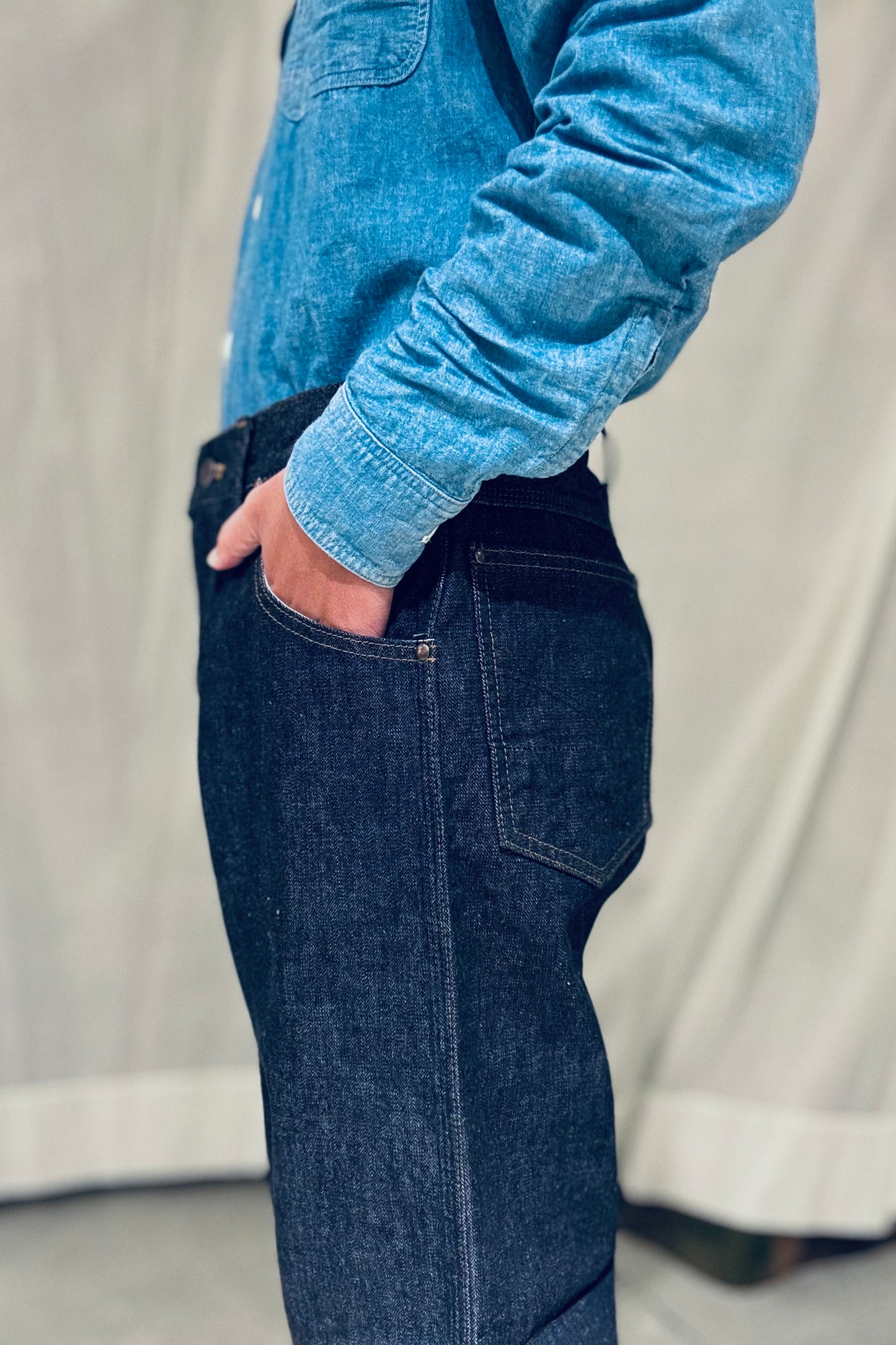 KENNETH FIELD - WESTERN 5P BROKEN DENIM - INDIGO