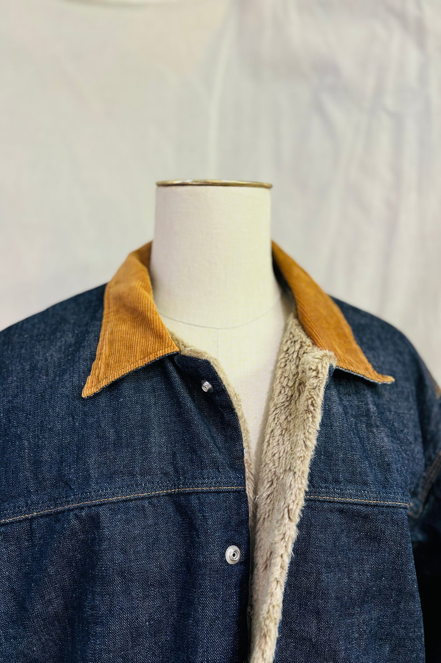 KENNETH FIELD - WESTERN JACKET WITH LINING - BROKEN DENIM