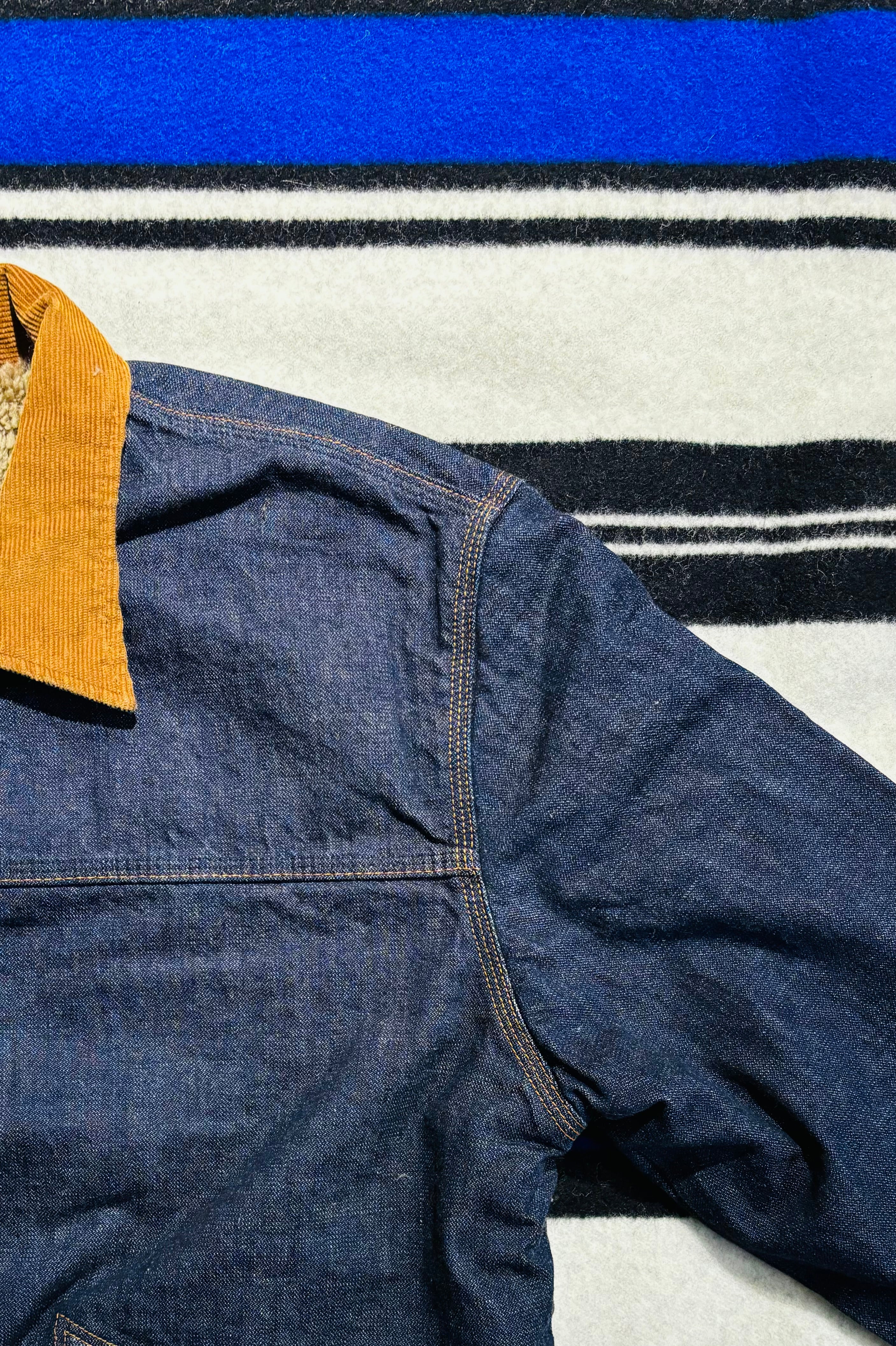 KENNETH FIELD - WESTERN JACKET WITH LINING - BROKEN DENIM