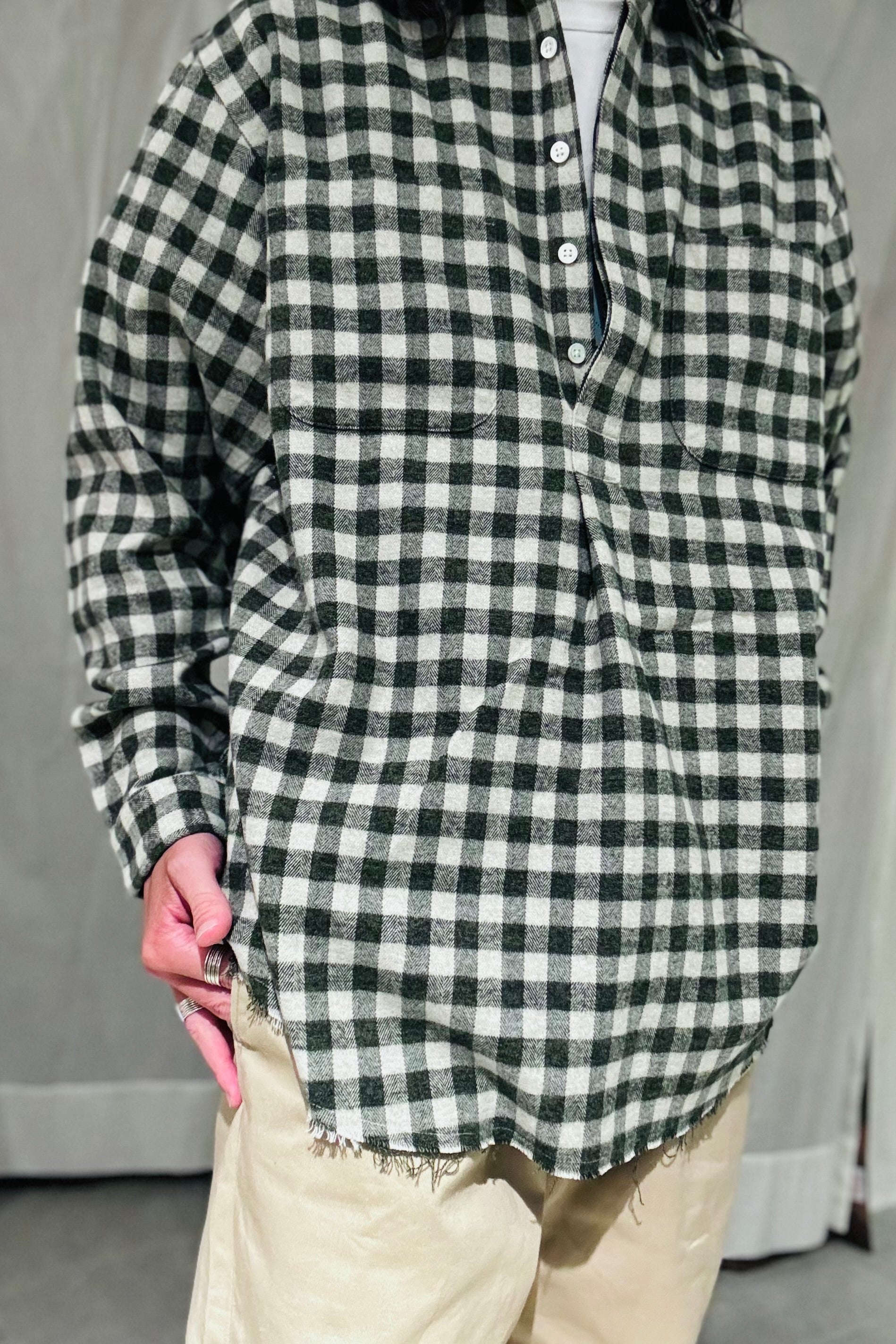 KENNETH FIELD - ROOMY SHIRT Ⅱ NEL CHECK - GRAY