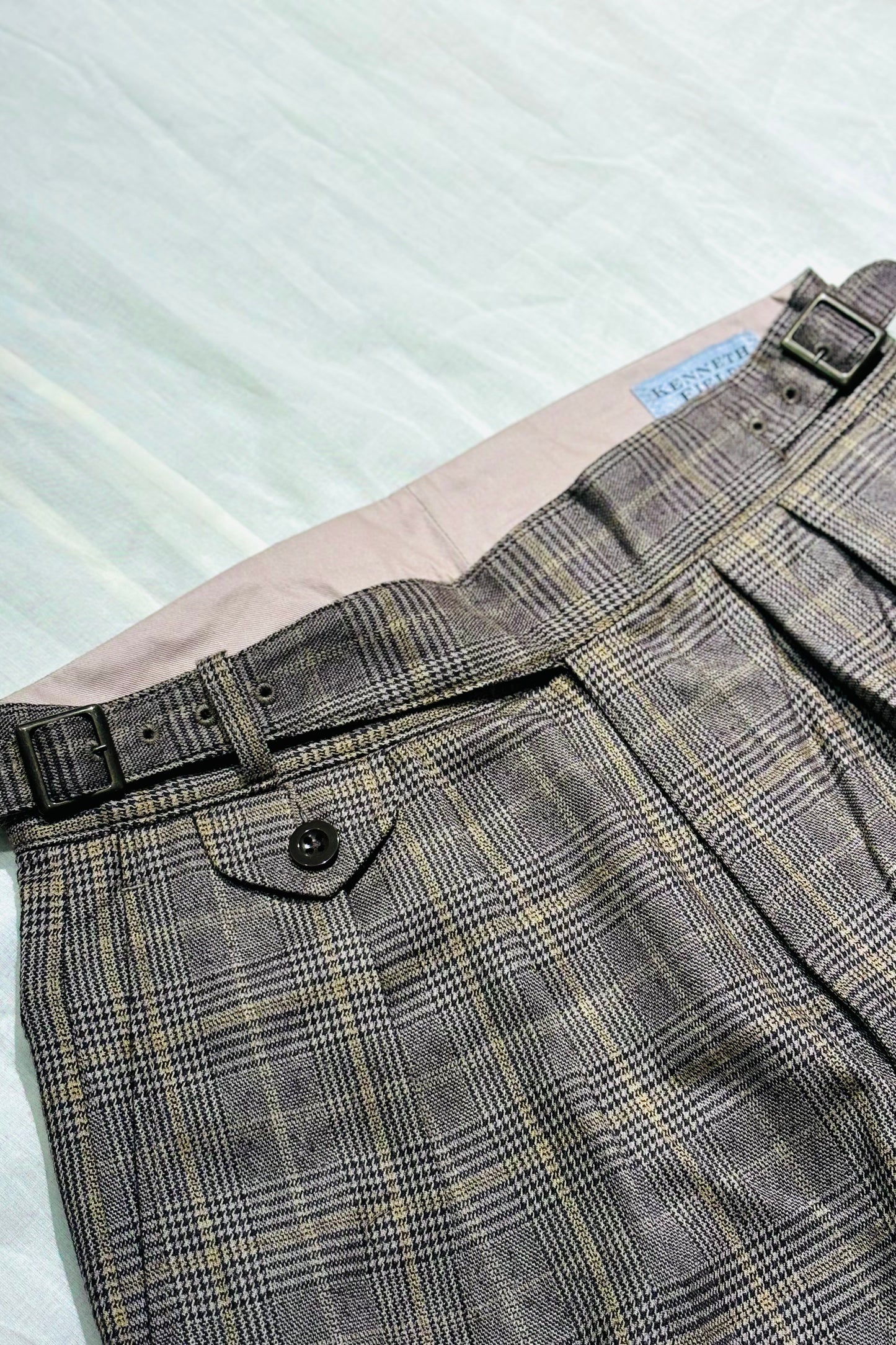 KENNETH FIELD - GURKA Ⅲ TROUSER WOOL PLAIDS - BROWN