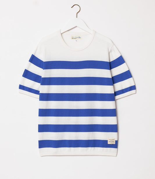 Merz b.Schwanen - KTEE01 UNISEX KNITTED TEE RELAXED FIT - WHITE/WASH BLUE