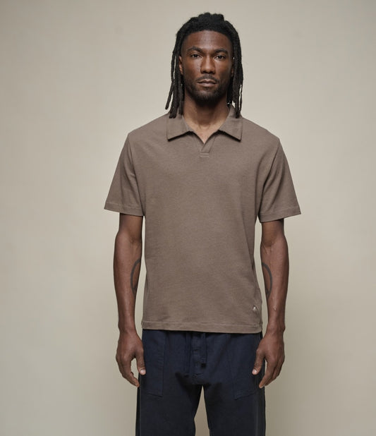 Merz b.Schwanen - LINEN02 POLO SHIRT LINEN ORGANIC COTTON RELAXED FIT - FADED GRAIN
