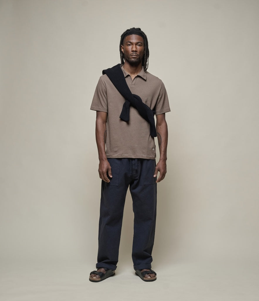 Merz b.Schwanen - LINEN02 POLO SHIRT LINEN ORGANIC COTTON RELAXED FIT - FADED GRAIN