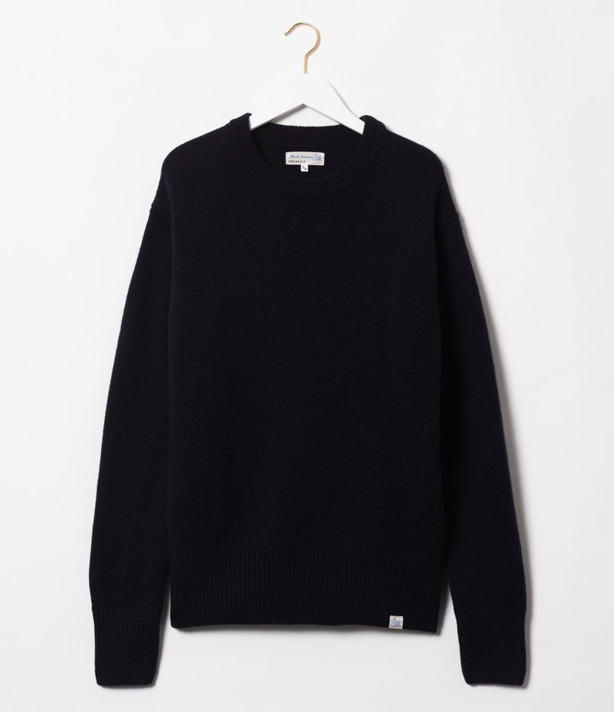 Merz b.Schwanen - LOCC01 CREW PULLOVER DARK NAVY - MERINO CASHMERE BLEND