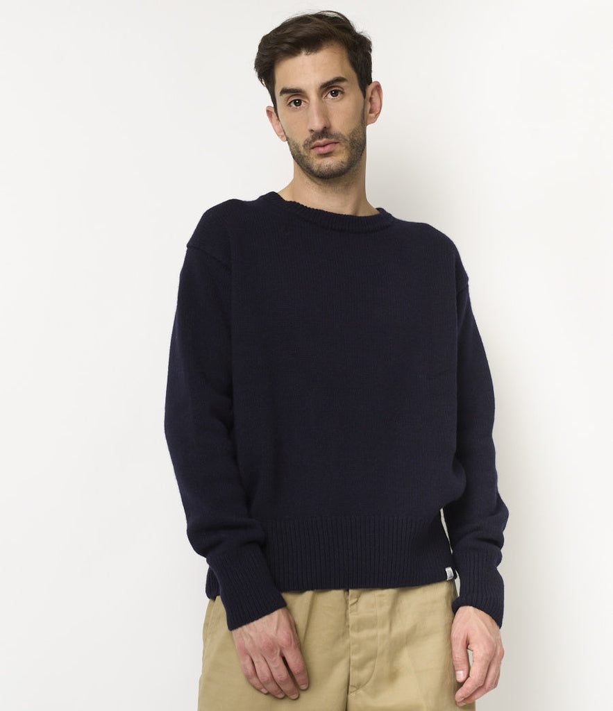 Merz b.Schwanen - LOCC01 CREW PULLOVER DARK NAVY - MERINO CASHMERE BLEND