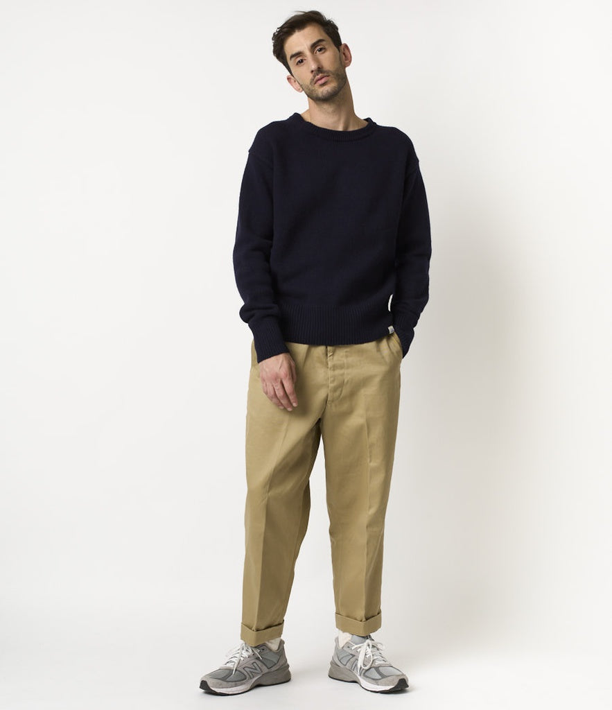 Merz b.Schwanen - LOCC01 CREW PULLOVER DARK NAVY - MERINO CASHMERE BLEND