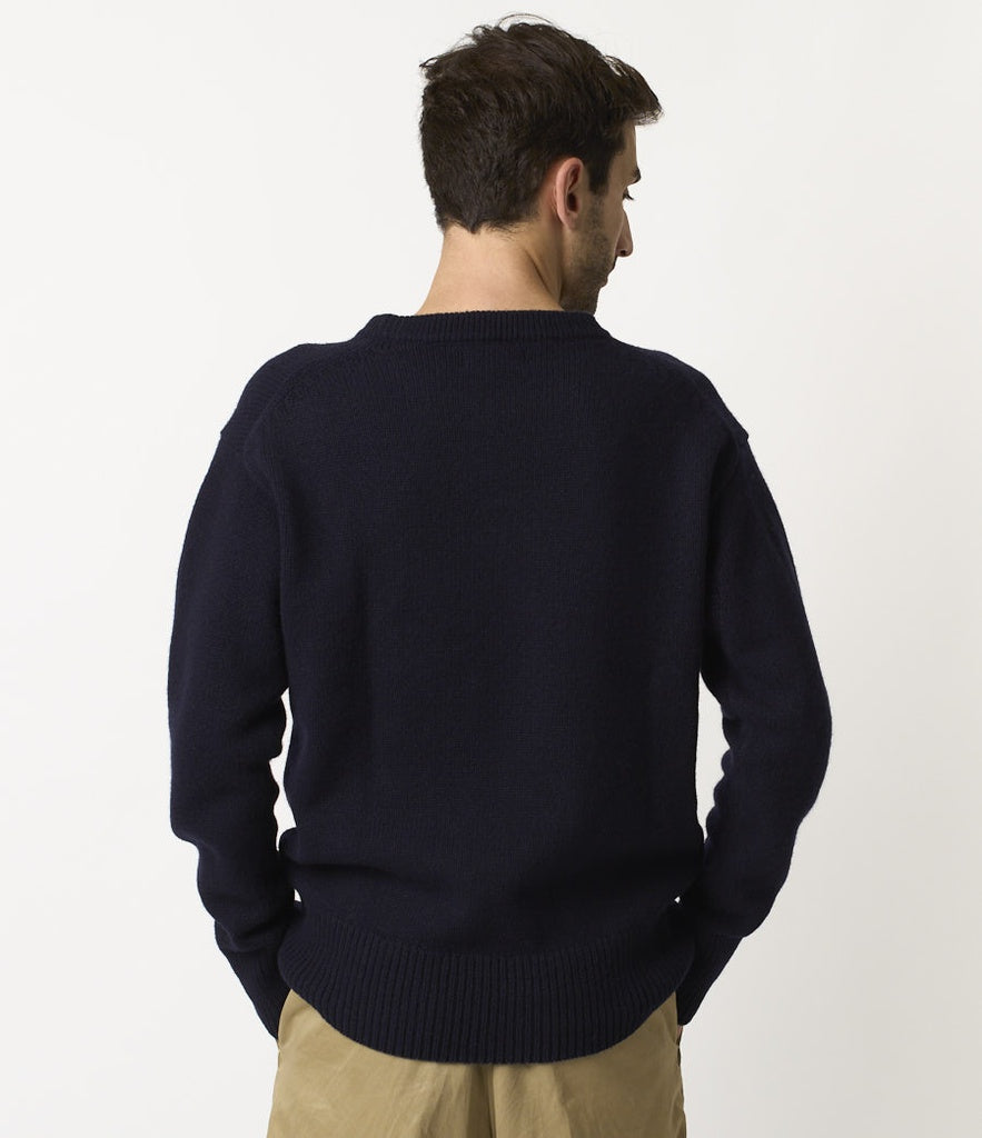 Merz b.Schwanen - LOCC01 CREW PULLOVER DARK NAVY - MERINO CASHMERE BLEND