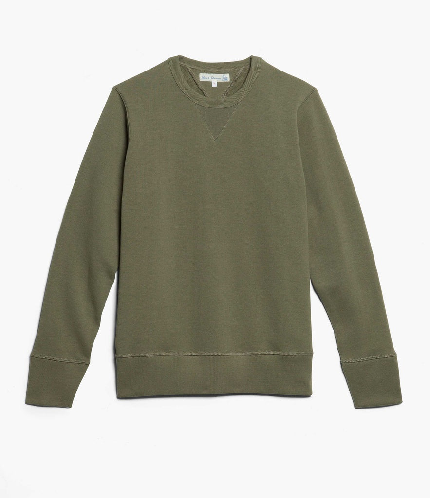 Merz b.Schwanen - 346 CREW NECK SWEAT SHIRT - ARMY