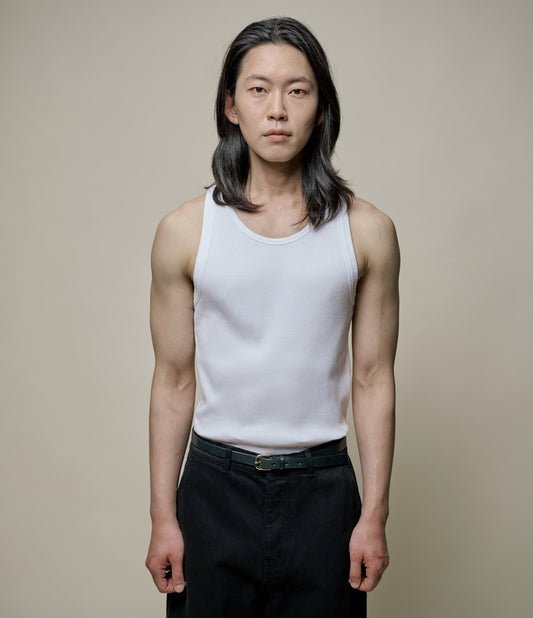 Merz b.Schwanen - RIBBED TANKTOP CLASSIC FIT - WHITE