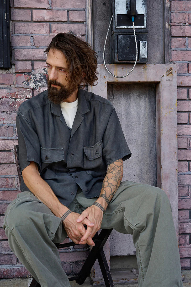 Nigel Cabourn - ARMY SHIRT S/S RAYON PIGMENT - GREY