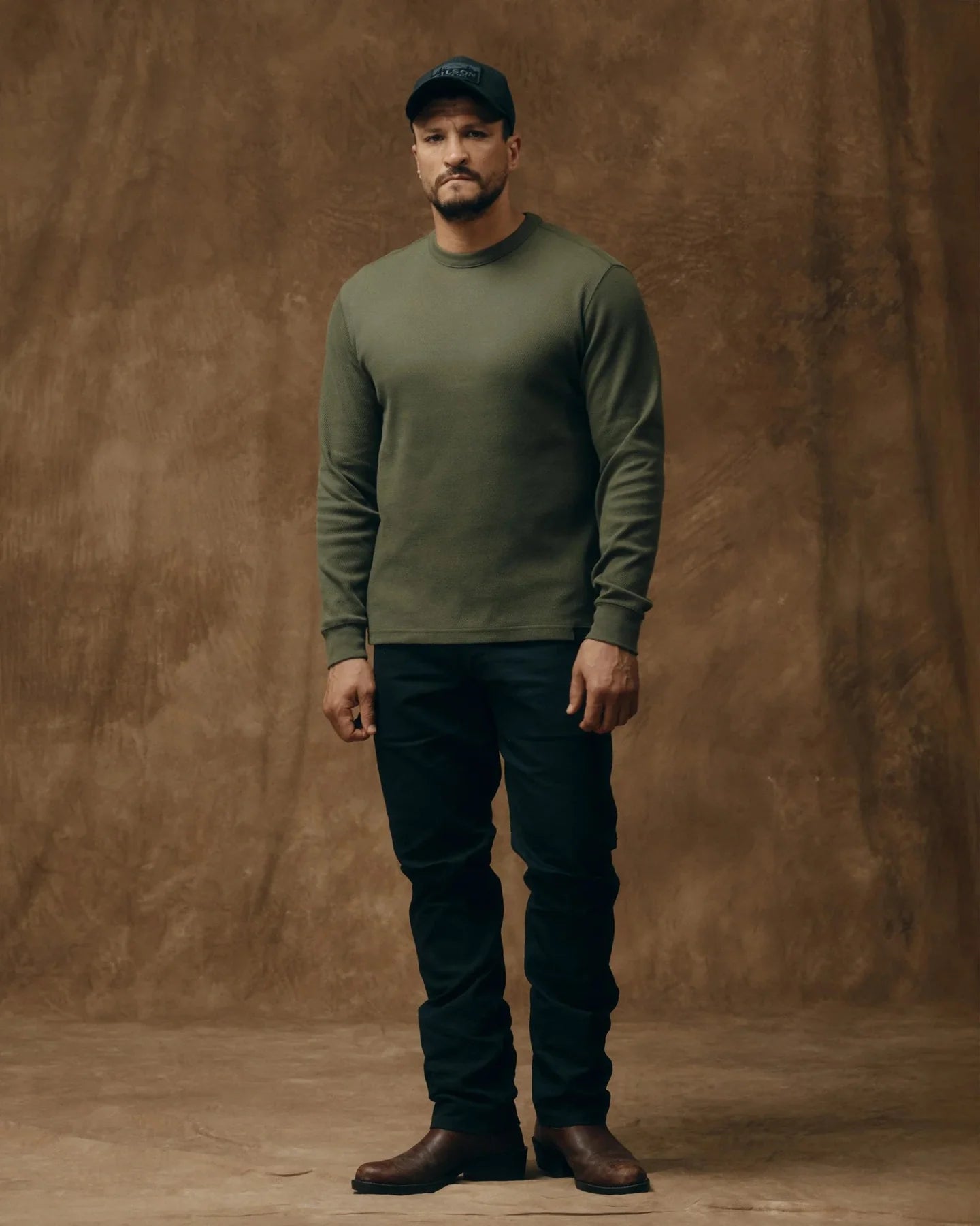 FILSON - WAFFLE KNIT THERMAL CREW - OLIVE