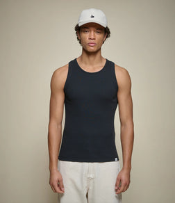 Merz b.Schwanen - RIBBED TANKTOP CLASSIC FIT - DEEP BLACK