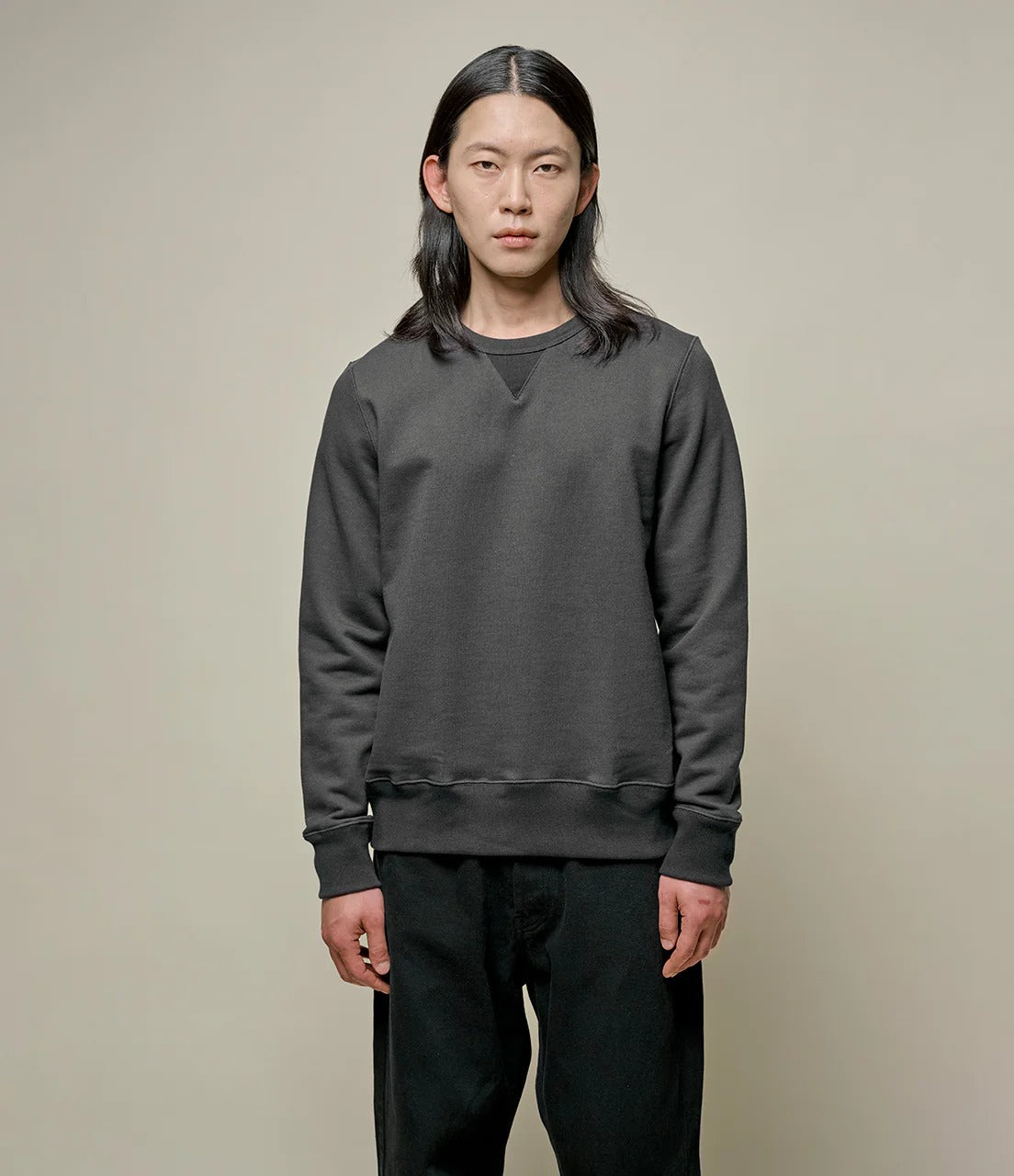 Merz b.Schwanen - 3M46 VINTAGE MACHINE FLEECE CLASSIC FIT SWEATSHIRT - CHARCOAL