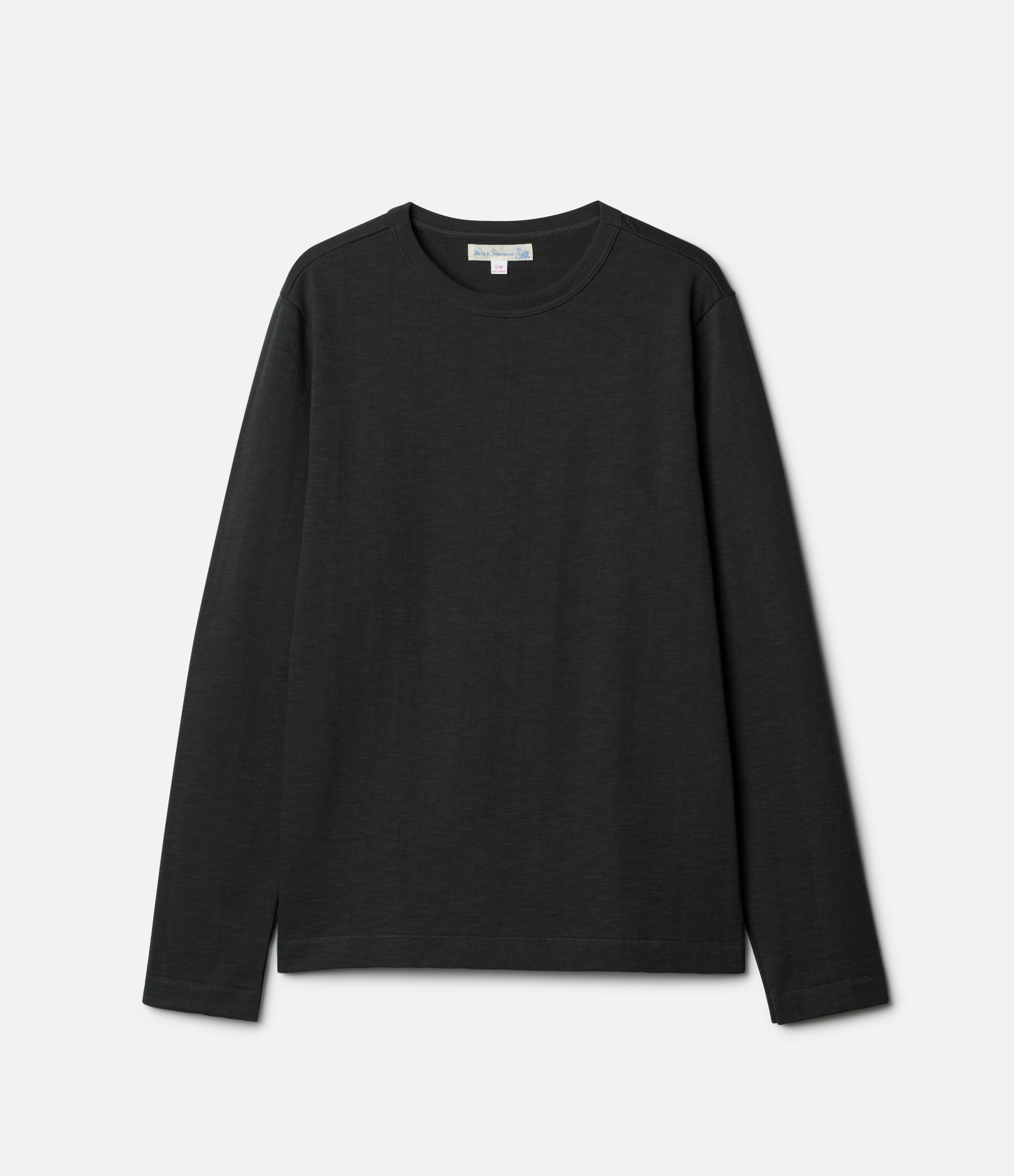 Merz b.Schwanen - DIAMOND PATTERNED COTTON THERMAL LONGSLEEVE - DEEP BLACK