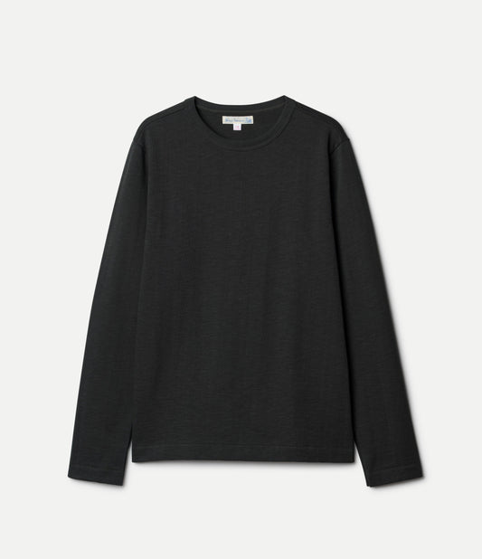 Merz b.Schwanen - DIAMOND PATTERNED COTTON THERMAL LONGSLEEVE - DEEP BLACK