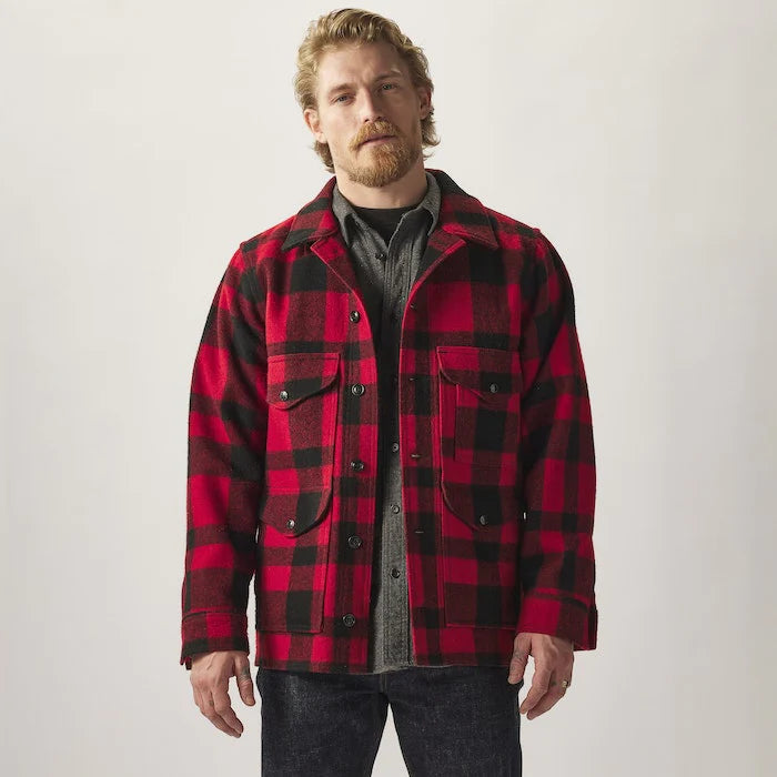 FILSON - MACKINAW WOOL CRUISER JACKET - RED/BLACK PLAID