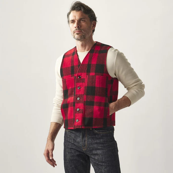 FILSON - MACKINAW WOOL VEST - RED/BLACK