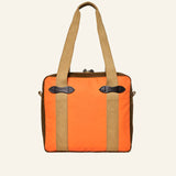 FILSON - TIN CLOTH TOTE BAG WITH ZIPPER - DARK TAN/FLAME