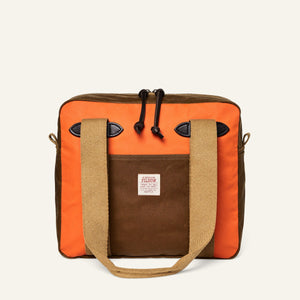 FILSON - TIN CLOTH TOTE BAG WITH ZIPPER - DARK TAN/FLAME