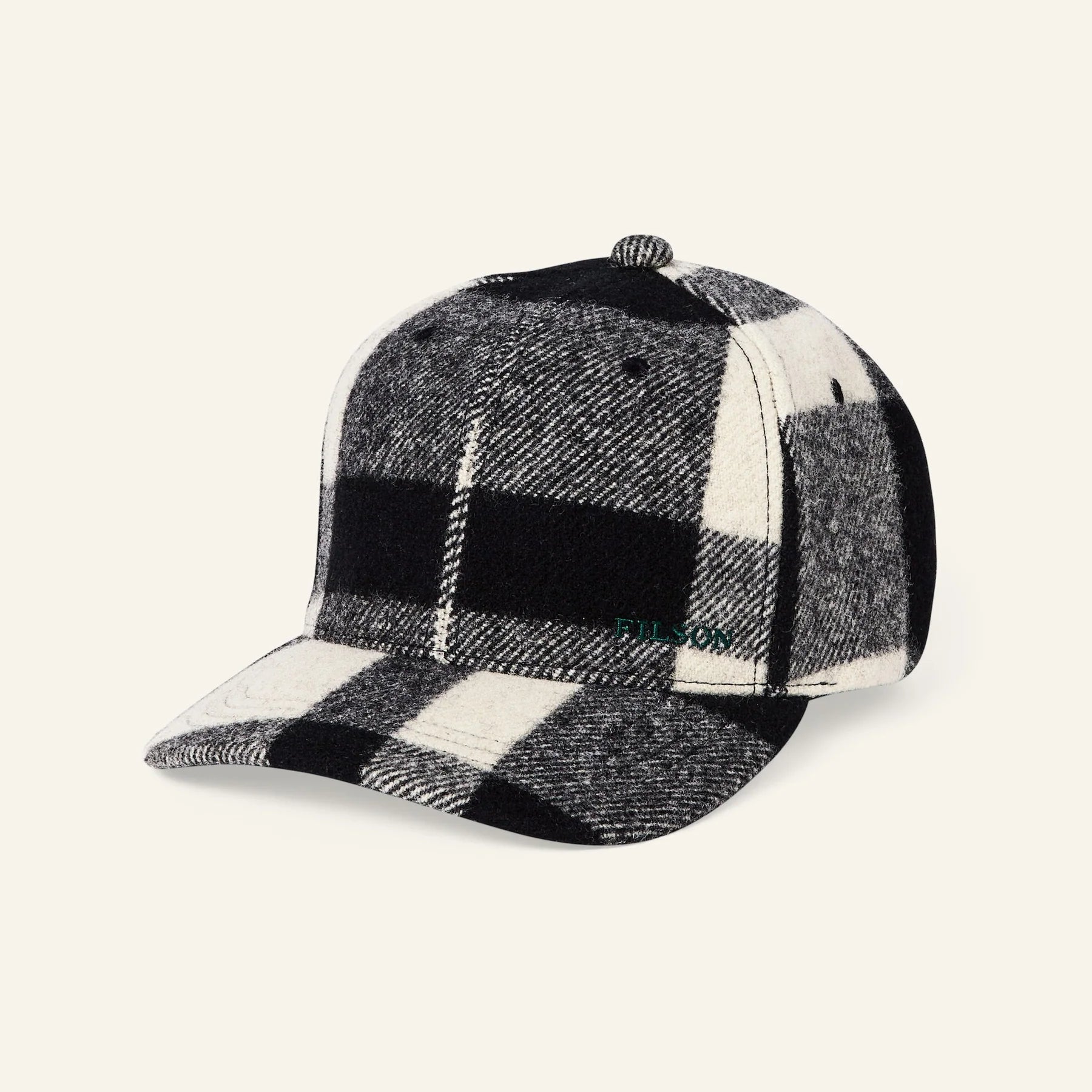 FILSON - WOOL LOGGER CAP - NATURAL / BLACK HERITAGE PLAID