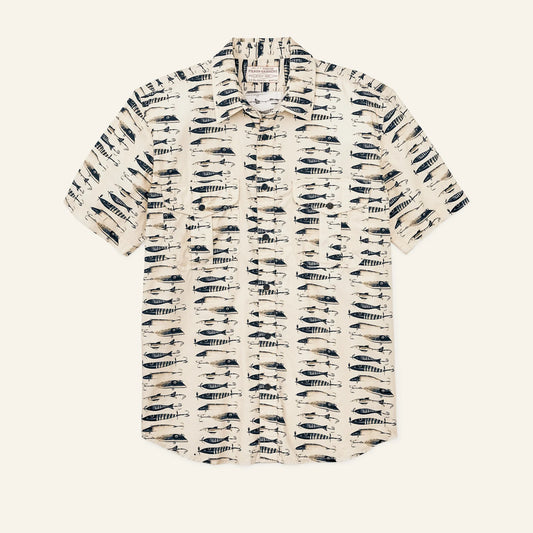 FILSON - WASHED SHORT SLEEVE FEATHER CLOTH SHIRT - NATURAL / LURES
