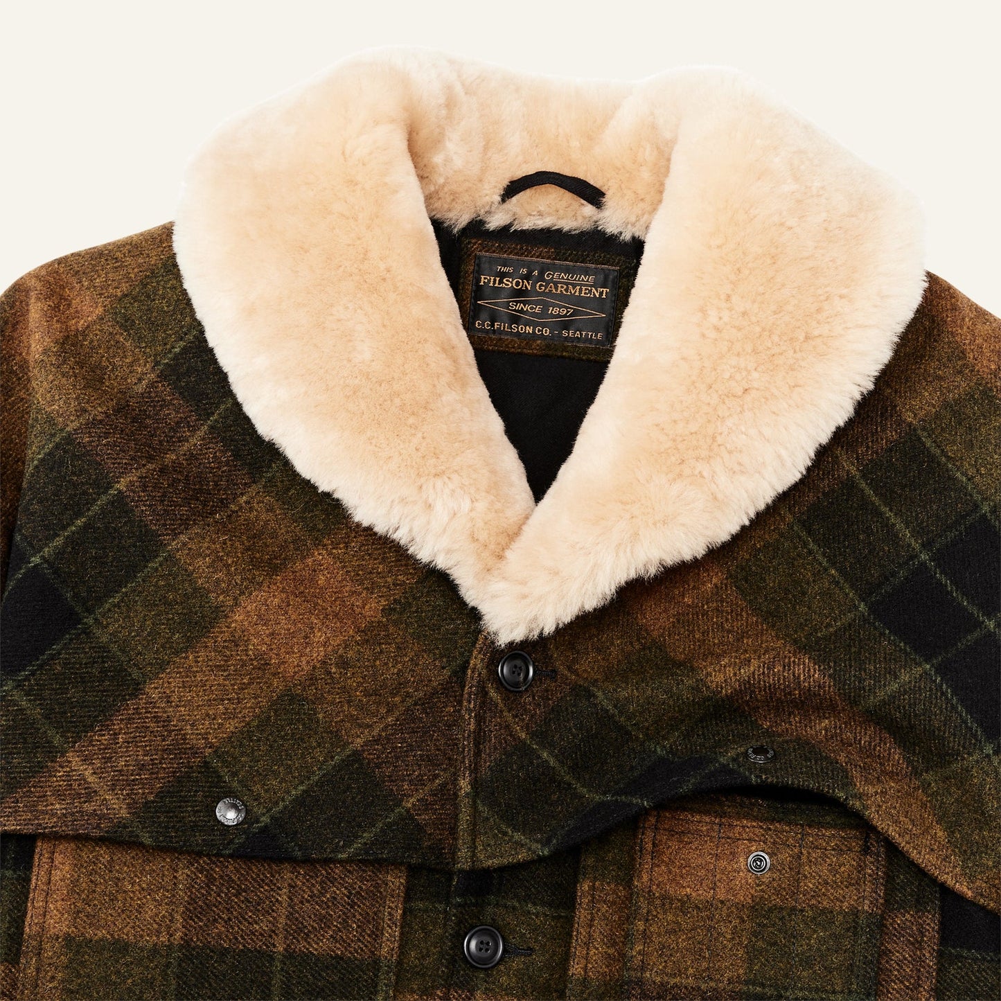 FILSON - LINED WOOL PACKER COAT - LODEN HEATHER PLAID