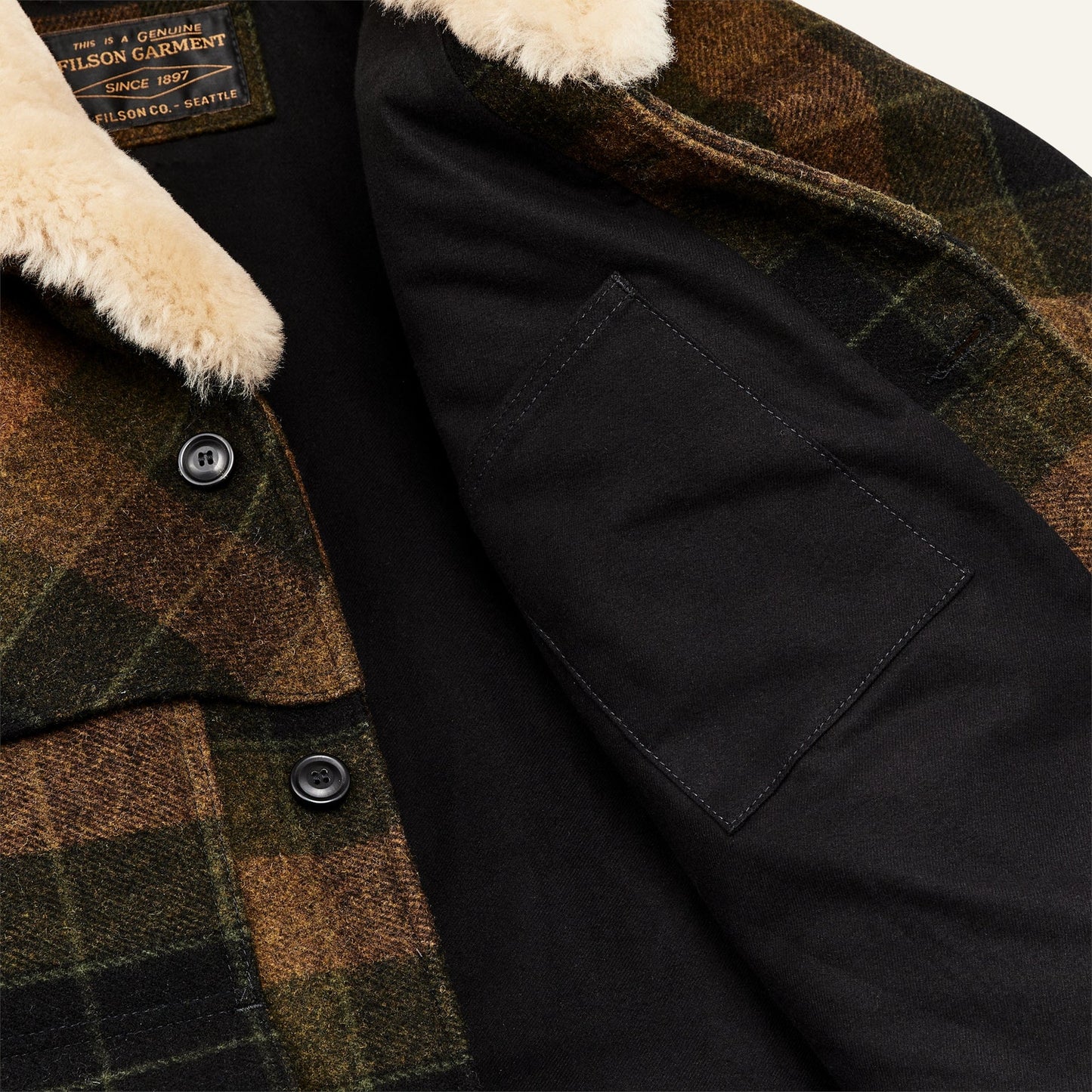 FILSON - LINED WOOL PACKER COAT - LODEN HEATHER PLAID