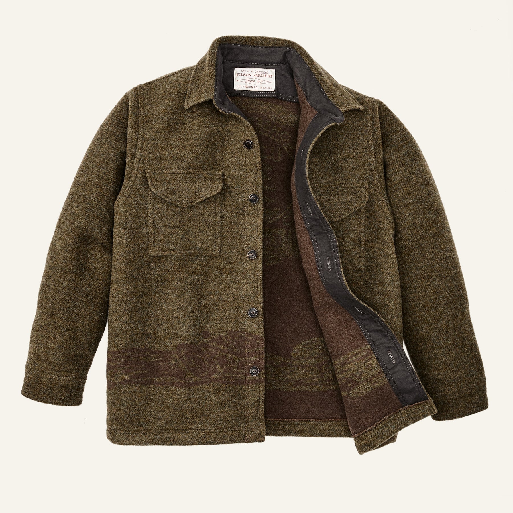 FILSON - CCC JAQUARD WOOL JAC SHIRT - OLIVE BROWN MULTI