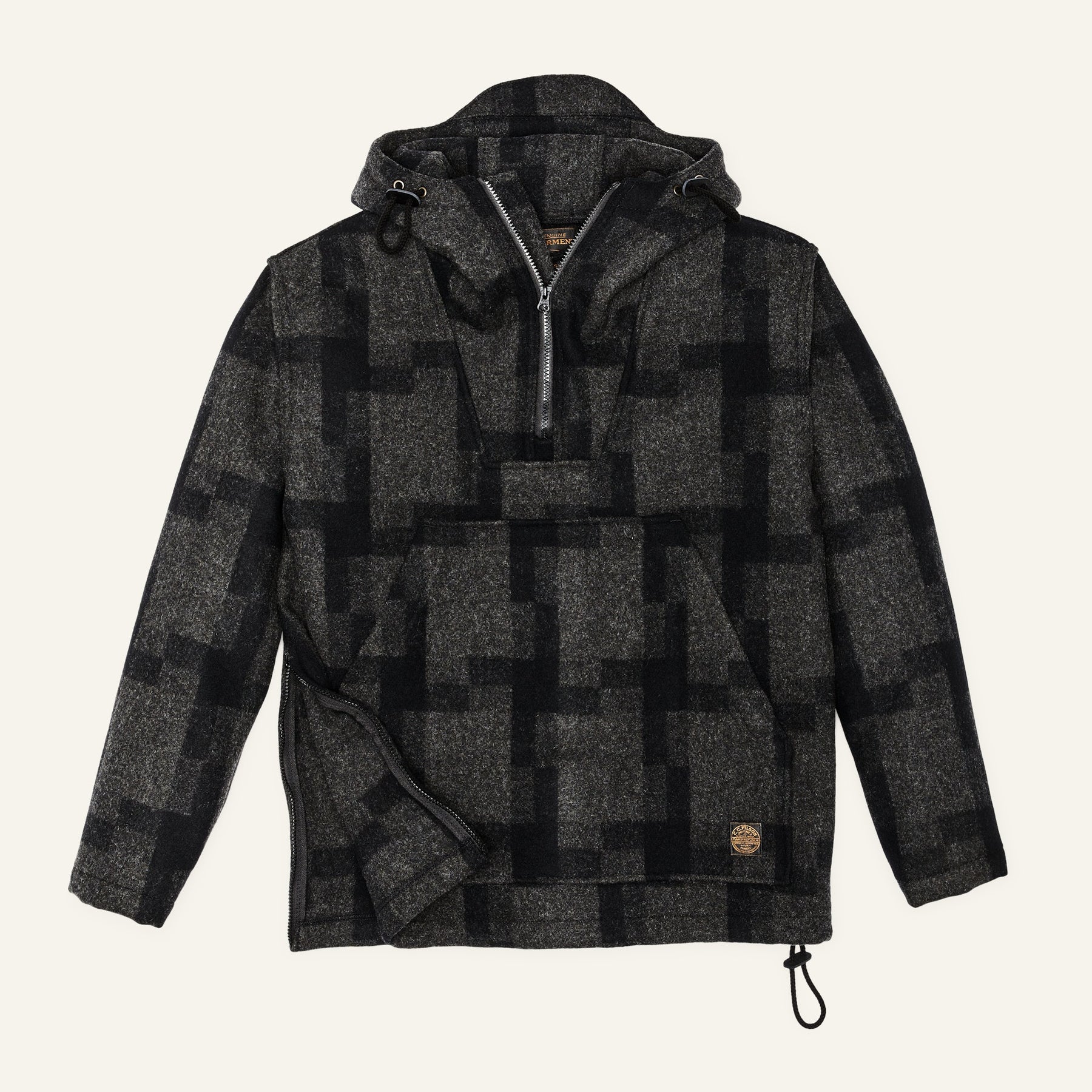 FILSON - MACKINAW WOOL ANORAK - CHARCOAL / BLACK SQUARE PLAID