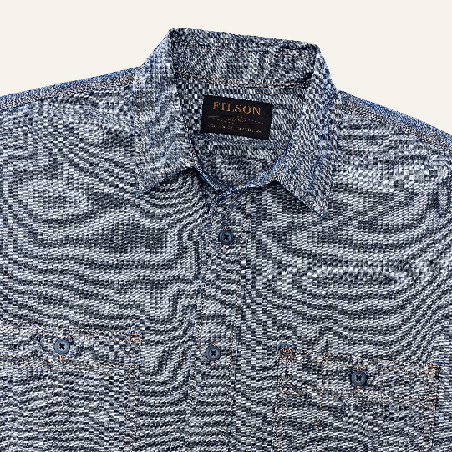 FILSON - CHAMBRAY CPO SHIRT - RINSED INDIGO CHAMBRAY