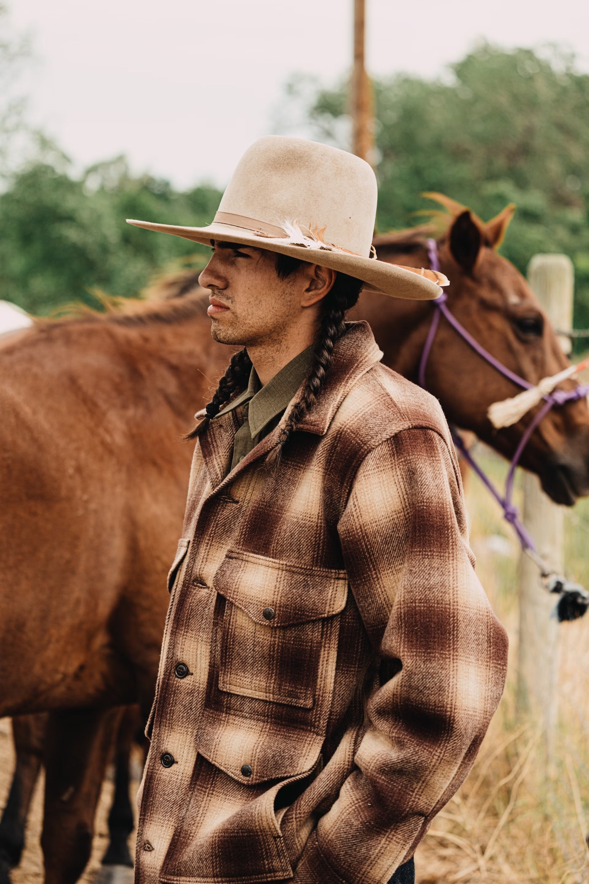 FILSON - MACKINAW WOOL CRUISER JACKET - BROWN / TAN OMBRE