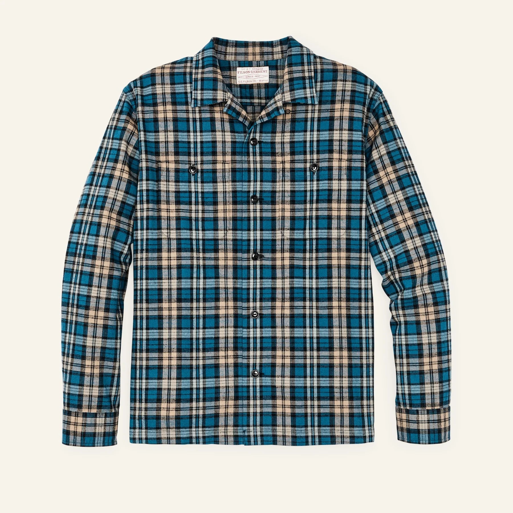 FILSON - ELK HEIGHTS CAMP SHIRT - BLUE / BLACK / KHAKI PLAID