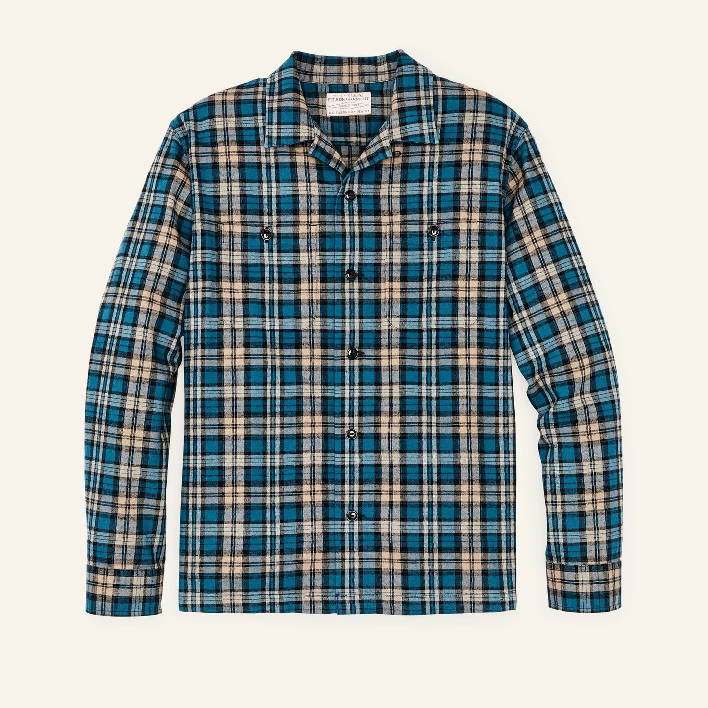 FILSON - ELK HEIGHTS CAMP SHIRT - BLUE / BLACK / KHAKI PLAID