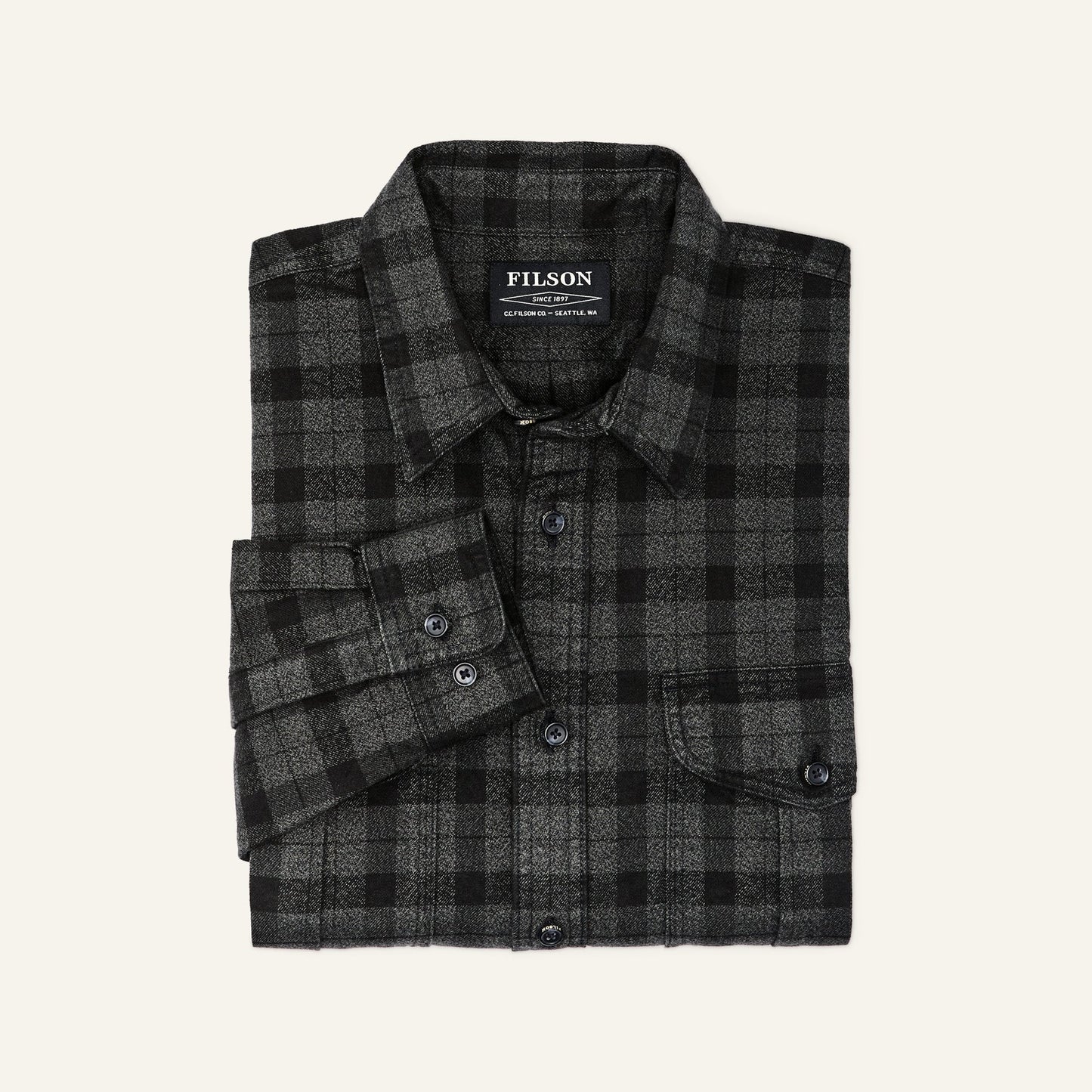 FILSON - ALASKAN GUIDE SHIRT - HEATHER GRAY/BLACK