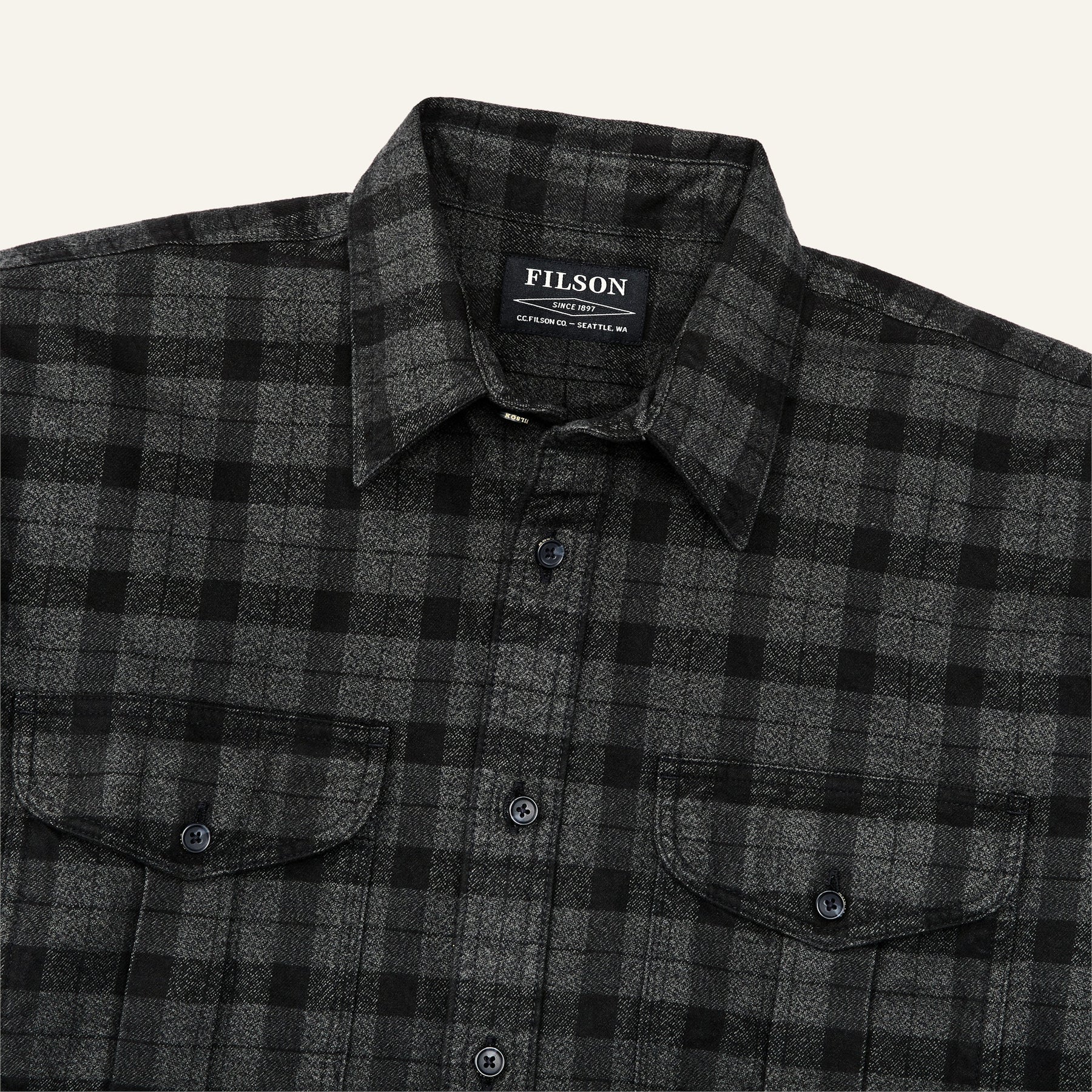 FILSON - ALASKAN GUIDE SHIRT - HEATHER GRAY/BLACK