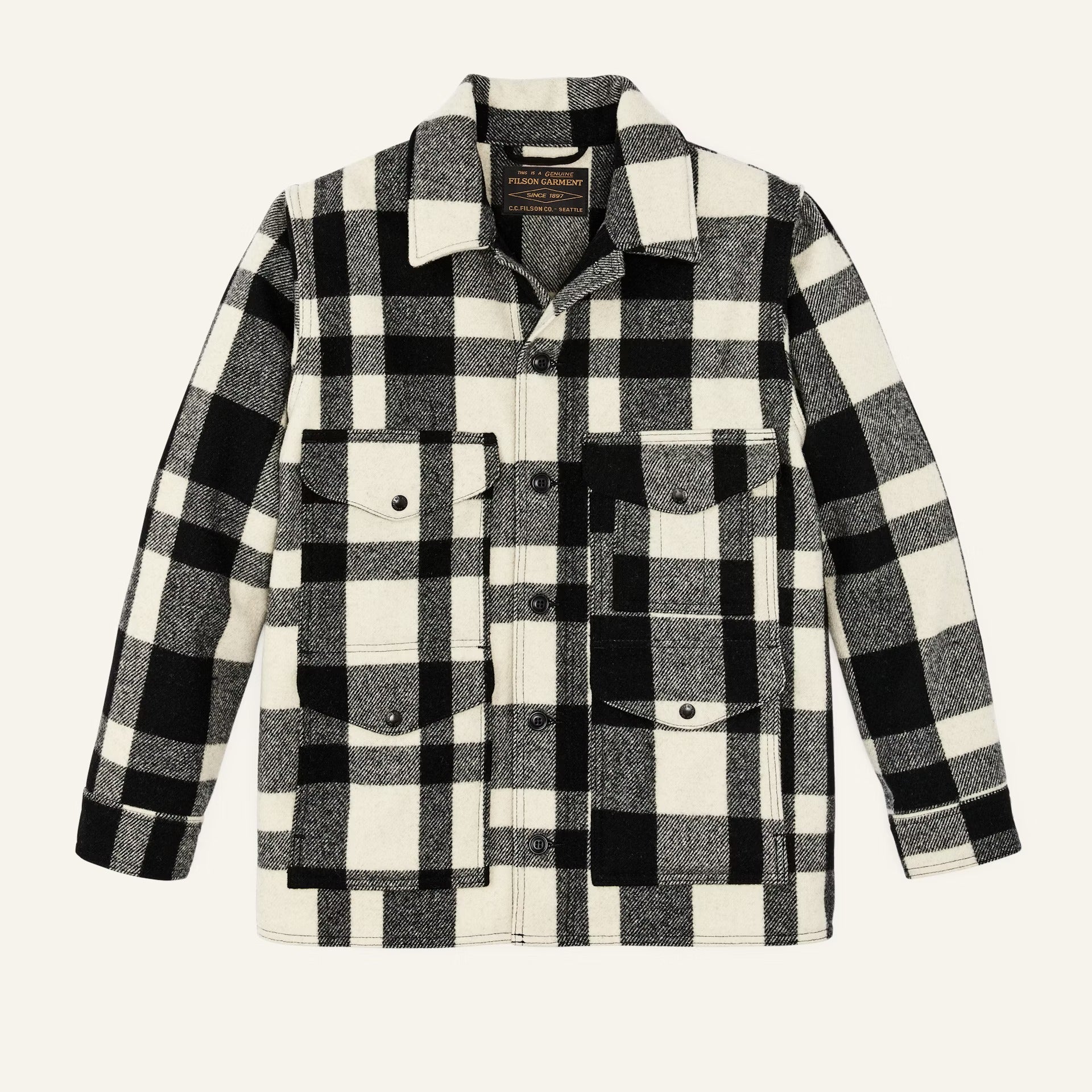 FILSON - MACKINAW WOOL CRUISER JACKET - NATURAL/BLACK HERITAGE PLAID