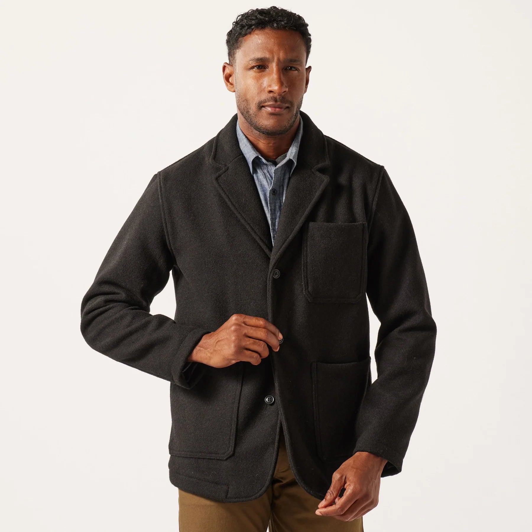 FILSON - MACKINAW WOOL BLAZER - BROWN BLACK TWILL