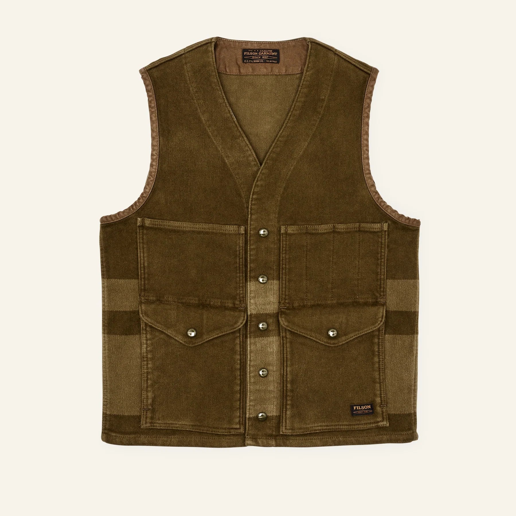 FILSON - BEARTOOTH CRUISER VEST - MARSH OLIVE BLAMKET STRIPE