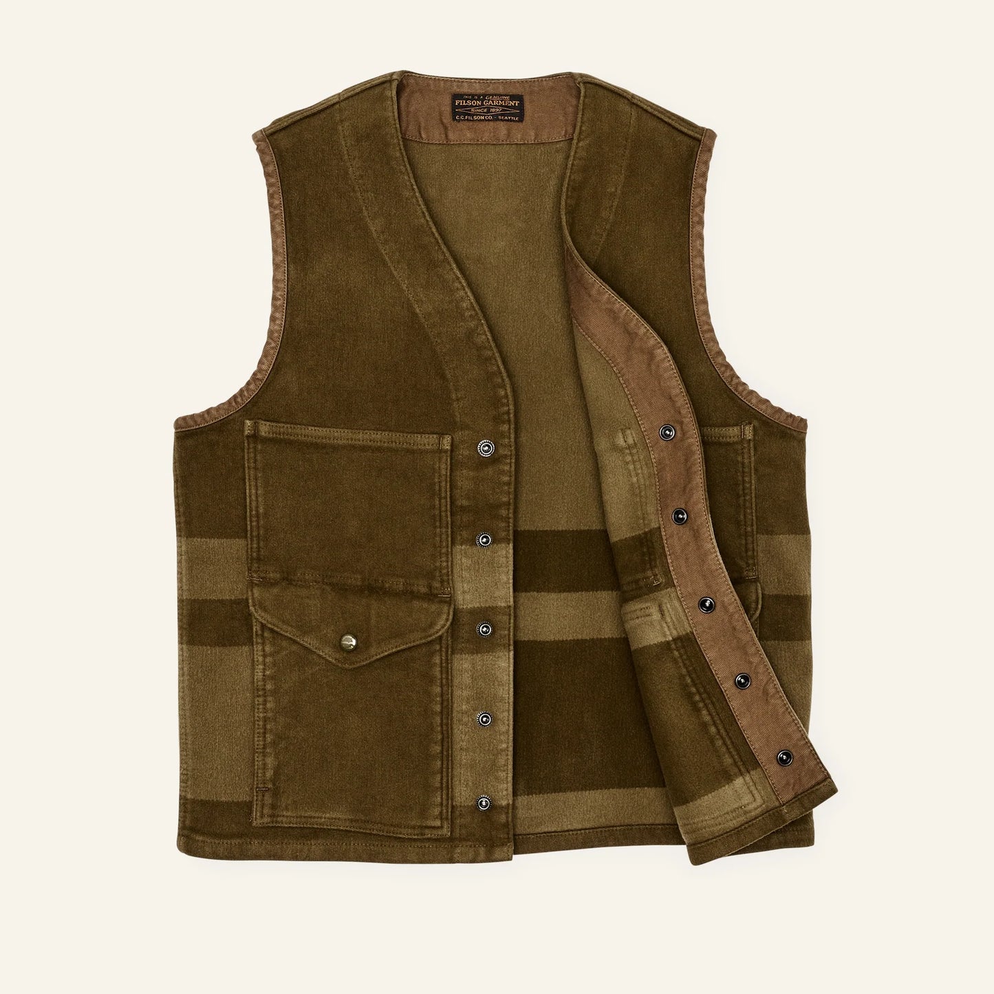 FILSON - BEARTOOTH CRUISER VEST - MARSH OLIVE BLAMKET STRIPE