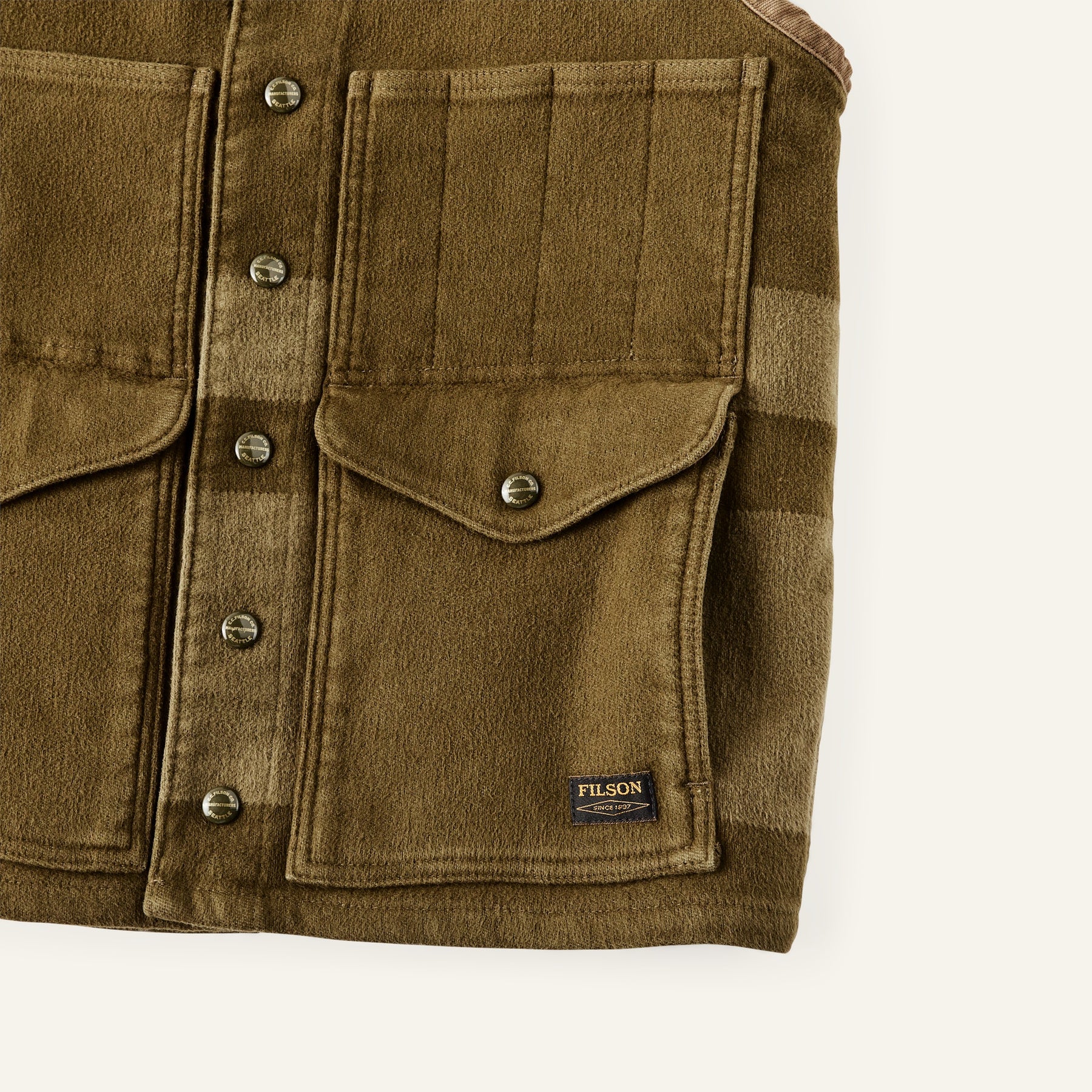 FILSON - BEARTOOTH CRUISER VEST - MARSH OLIVE BLAMKET STRIPE