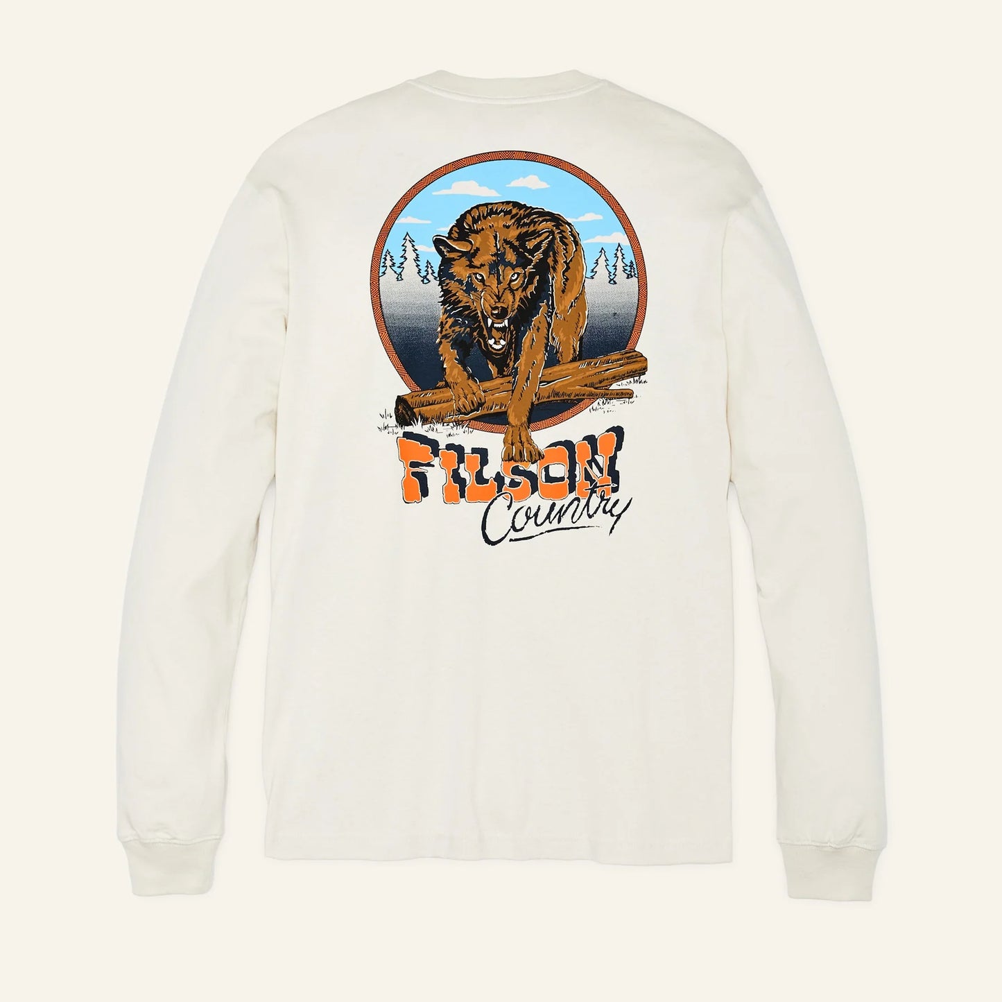 FILSON - LONG SLEEVE FRONTIER GRAPHIC TEE - BIRCH / WOLF COUNTRY