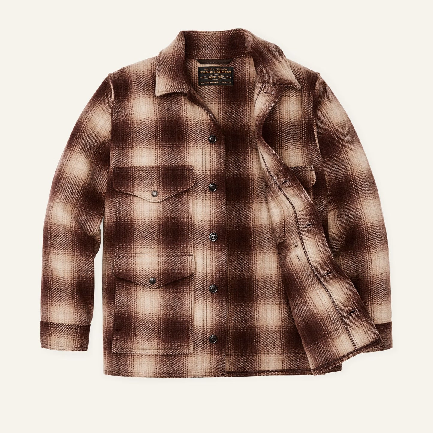 FILSON - MACKINAW WOOL CRUISER JACKET - BROWN / TAN OMBRE